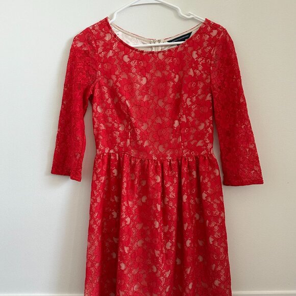 FRENCH CONNECTION HOT PINK LACE DRESS - SIZE US 2 - Picture 1 of 4